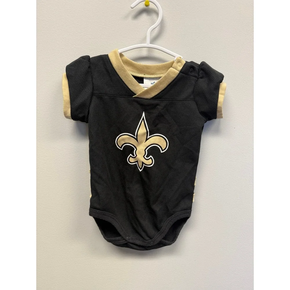 NFL Team Apparel New Orleans Saints Baby Bodysuit Black Gold 3-6 Months Ruffles